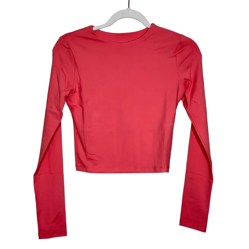 Susana Monaco Long Sleeves Stretch Crop Top Lotus NWT Size XS